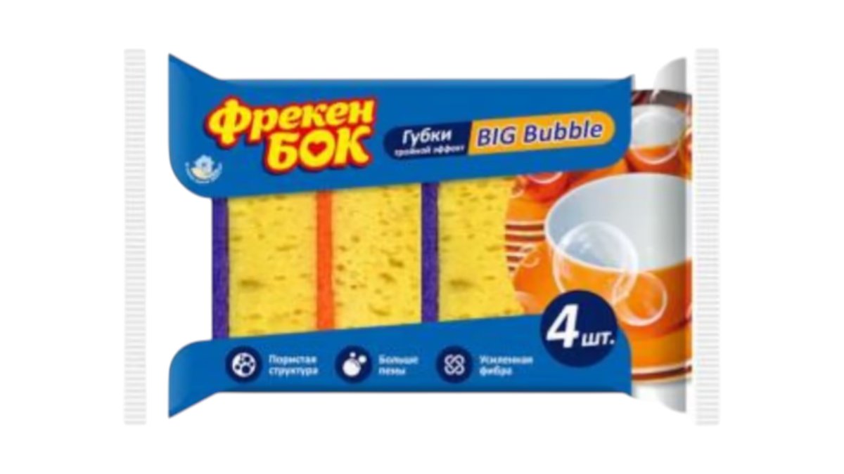 Губка Фрекен Бок для кухни крупнопористая 4 шт