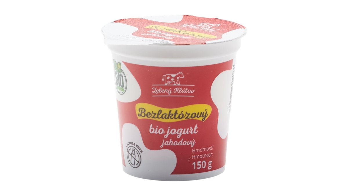 Zelený Klátov Delaktózovaný bio jogurt jahodový, 150 g