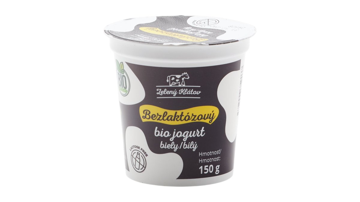 Zelený Klátov Delaktózovaný bio jogurt biely, 150 g