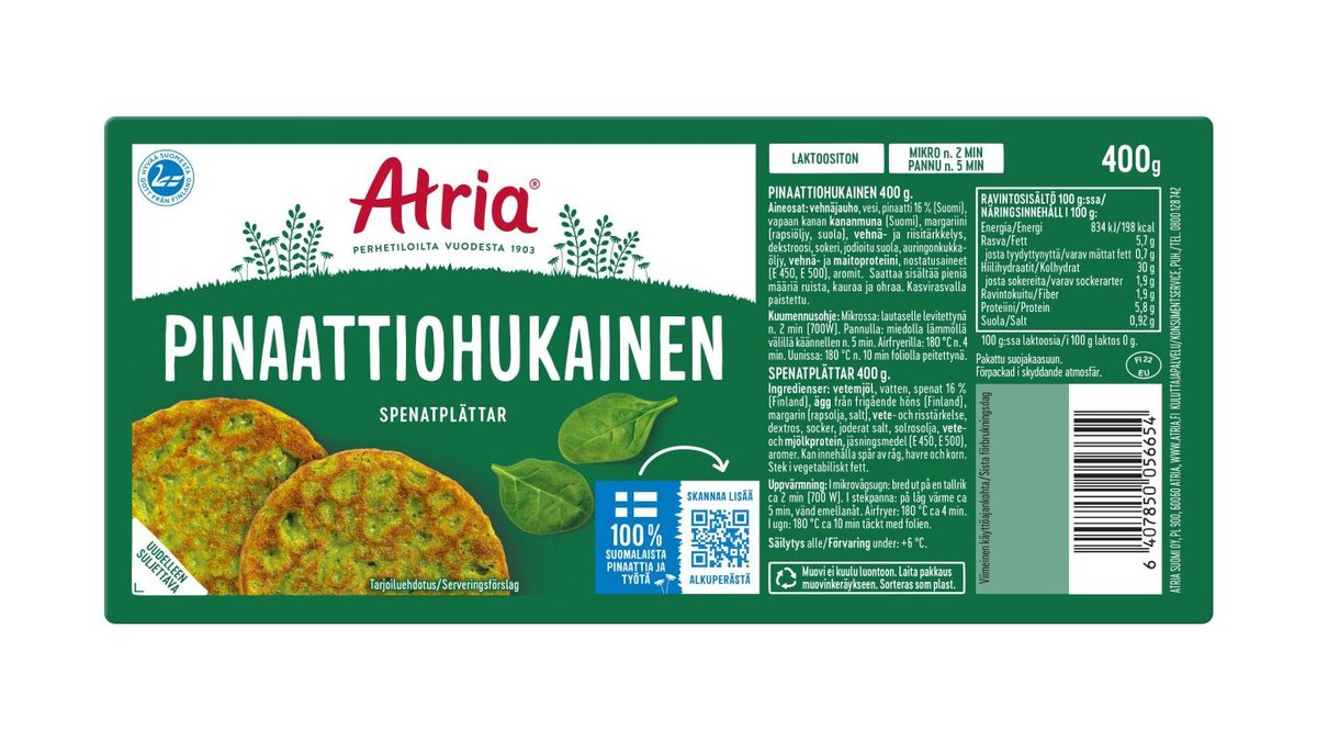 Atria Pinaattiohukainen 400g