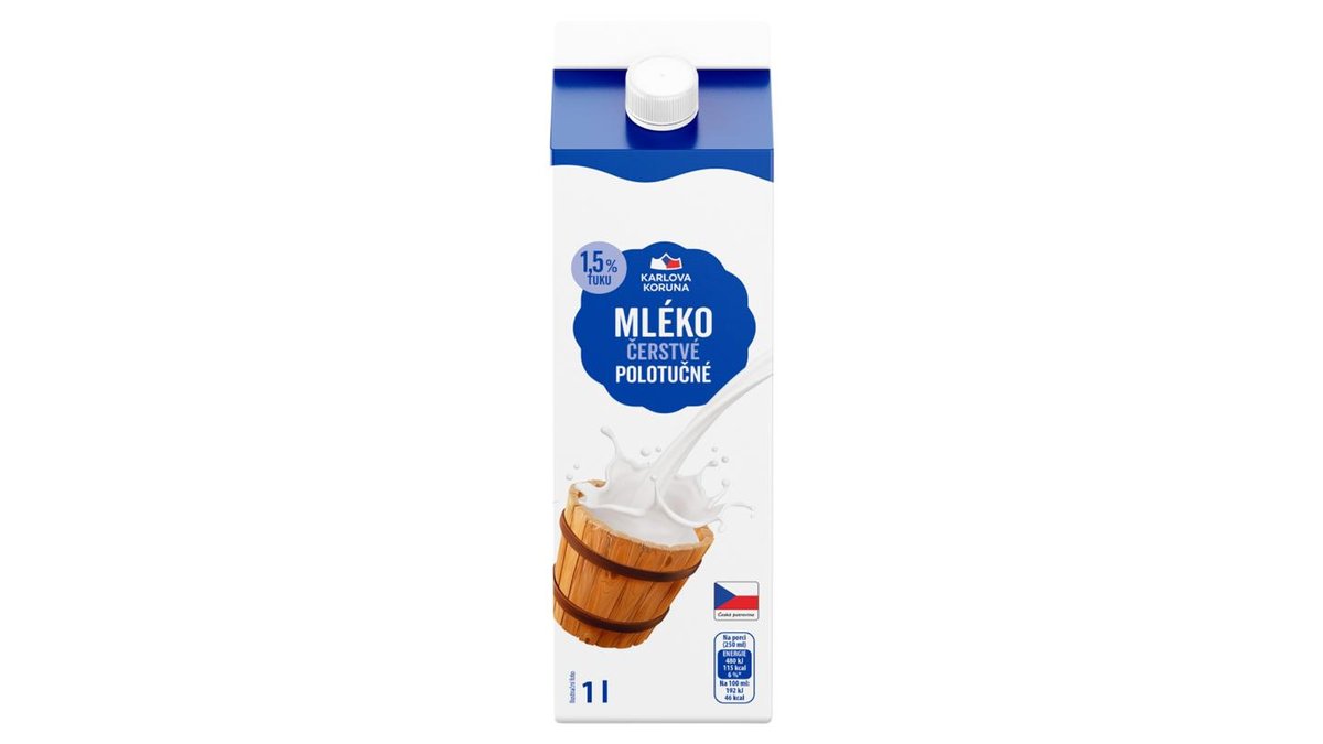 Karlova Koruna Mléko čerstvé polotučné 1l