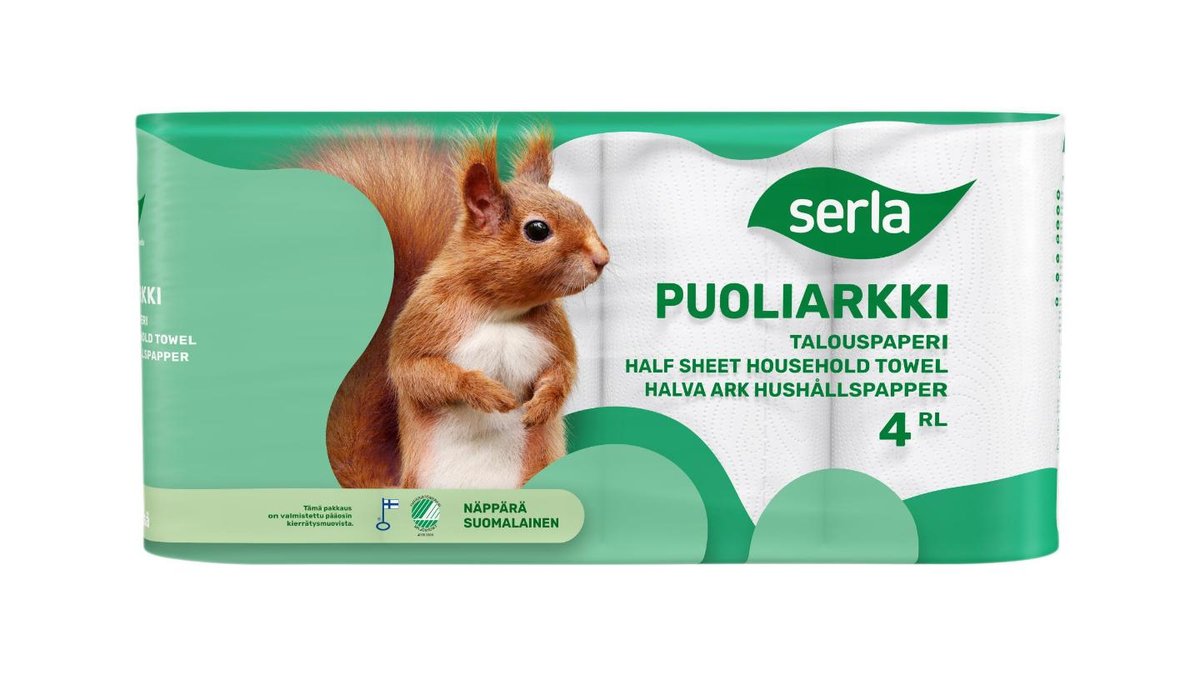 Serla talouspaperi puoliarkki 4rl valkoinen