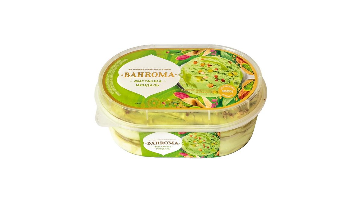 Мороженое Bahroma пломбир фисташковый с миндалем 450 г