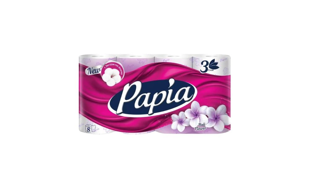 Бумага туалетная Papia bali flower 3 сл, 8 рул