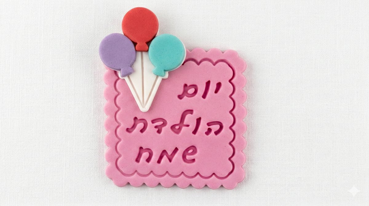 בצק סוכר-יום הולדת שמח |ורוד