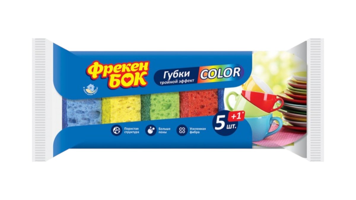 Губка д/мытья посуды Фрекен Бок color 5+1шт