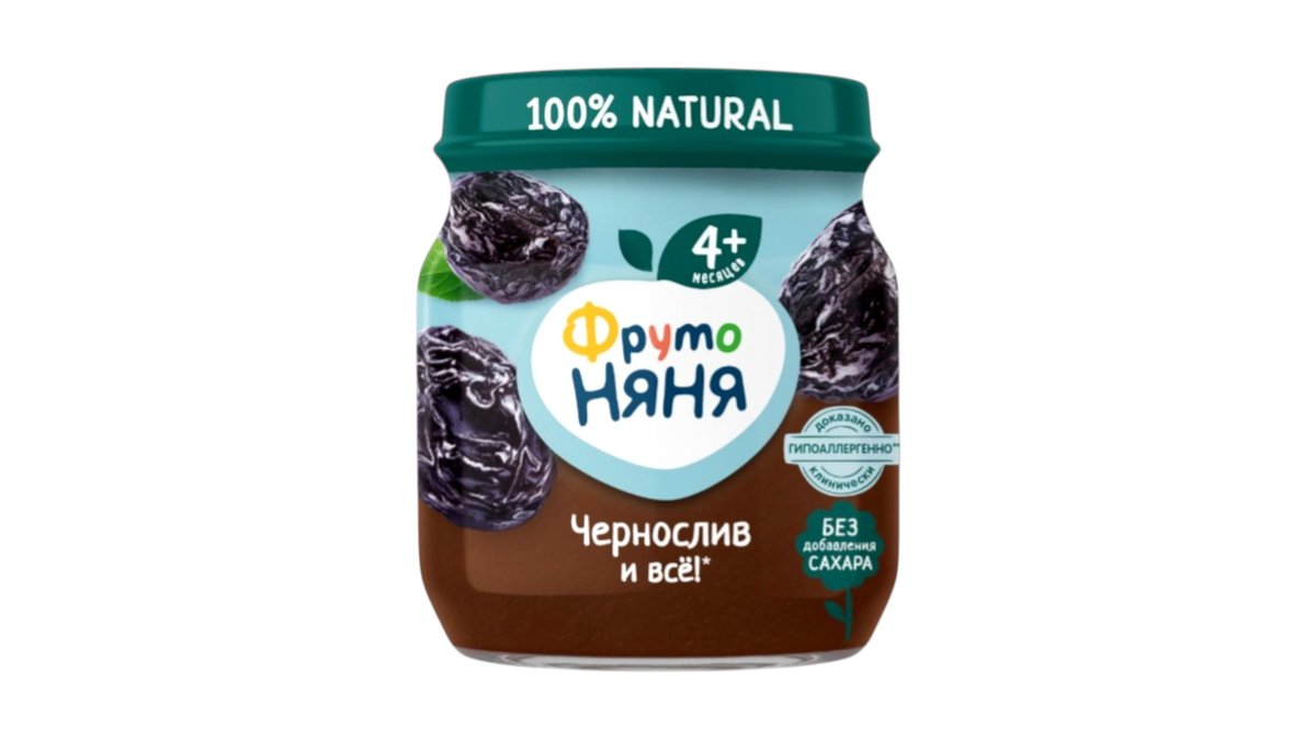 Пюре Фрутоняня чернослив 100 г стеклянная банка