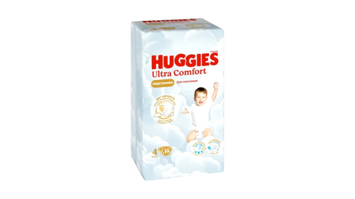 Подгузники Huggies Ultra Comfort 4 для мальчиков 8-14 кг 19 шт