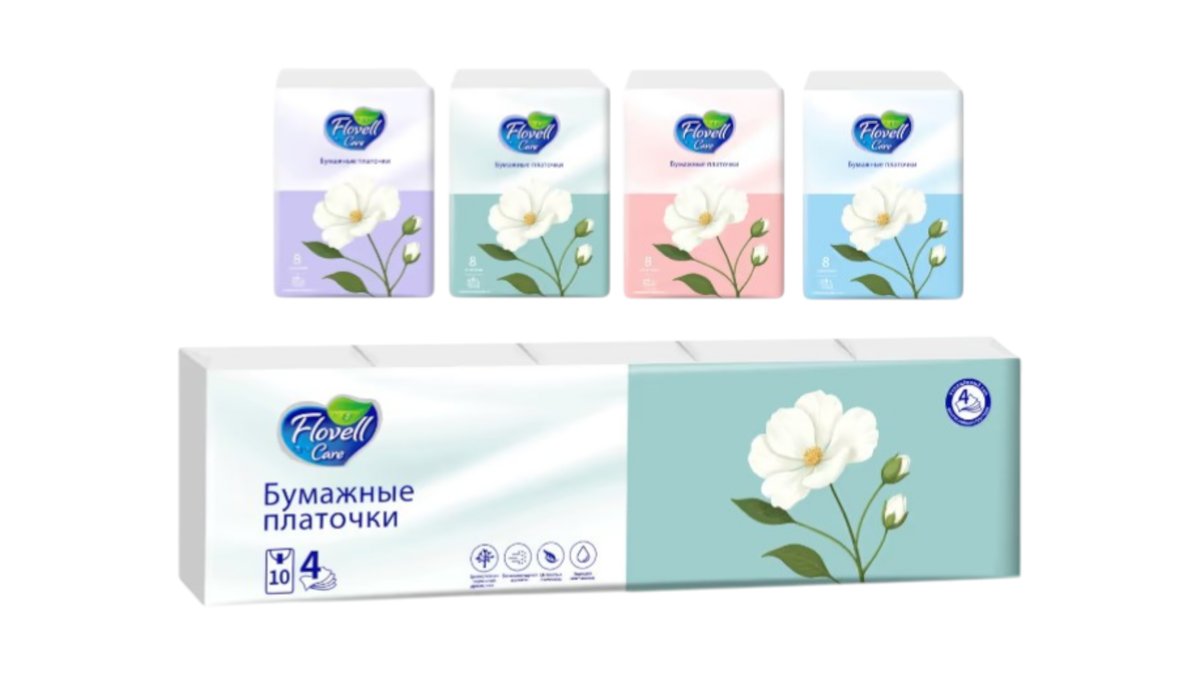 Платочки бумажные Flovell Care 10 шт