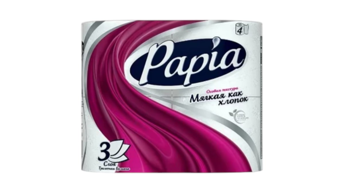 Туалетная бумага Papia Белая 3 слоя 4 рулона