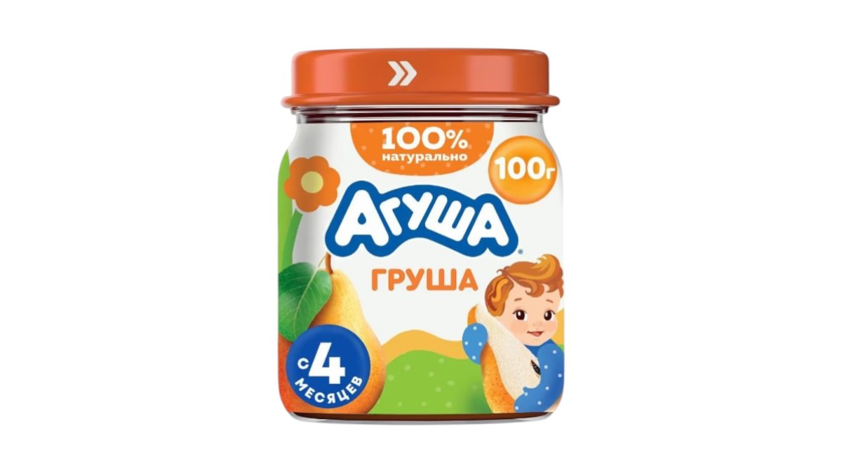 Пюре Агуша груша с 4 месяцев 100 г стеклянная банка