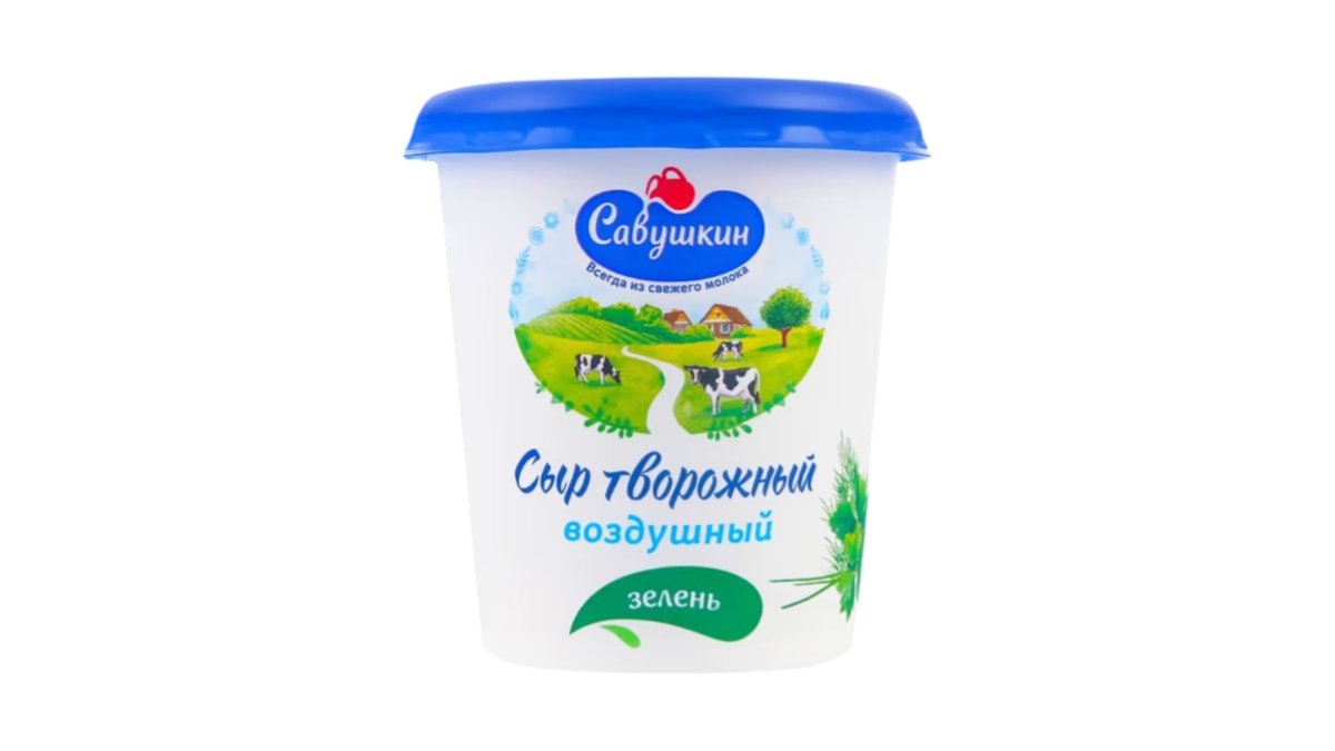 Сыр творож савушкин воздушный с зеленью 60% 150 г