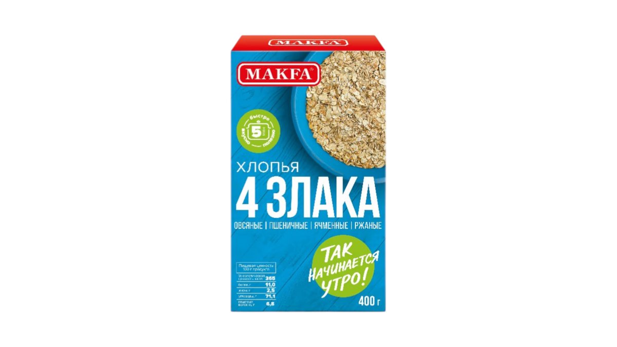 Makfa хлопья 4 злака 12 400 г