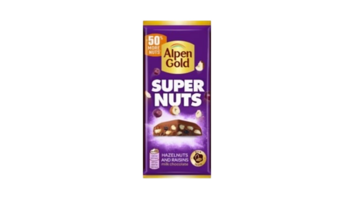 Шоколад Alpen Gold Super Nuts фундук / изюм 120 г