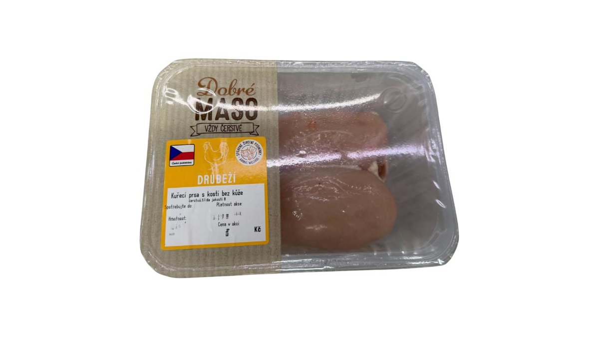 Dobré Maso Kuřecí prsa s kostí bez kůže