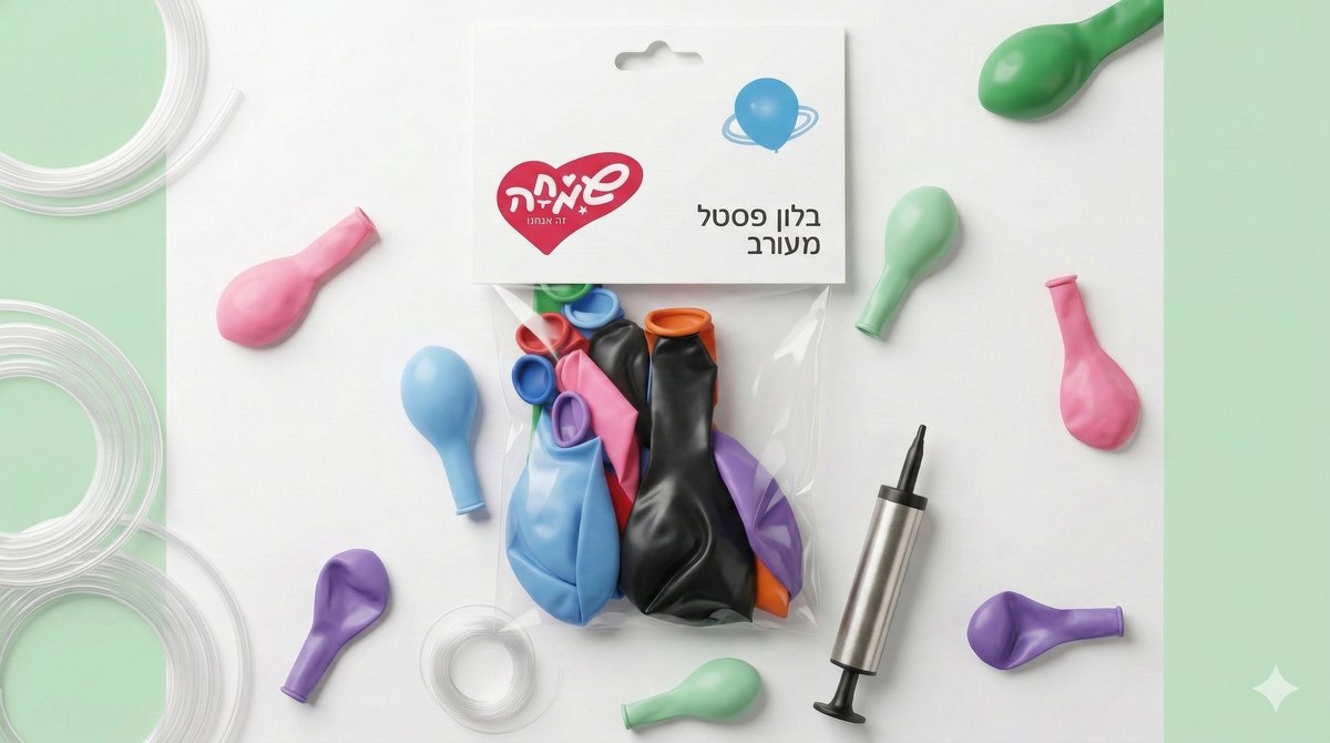 מארז 10 בלונים פסטל מעורב