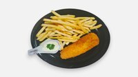 Objednať Fish and chips (vyprážaná filé z hoka v trojobale), hranolky, tatarská omáčka
