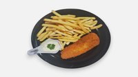 Objednať Fish and chips (vyprážaná filé z hoka v trojobale), hranolky, tatarská omáčka