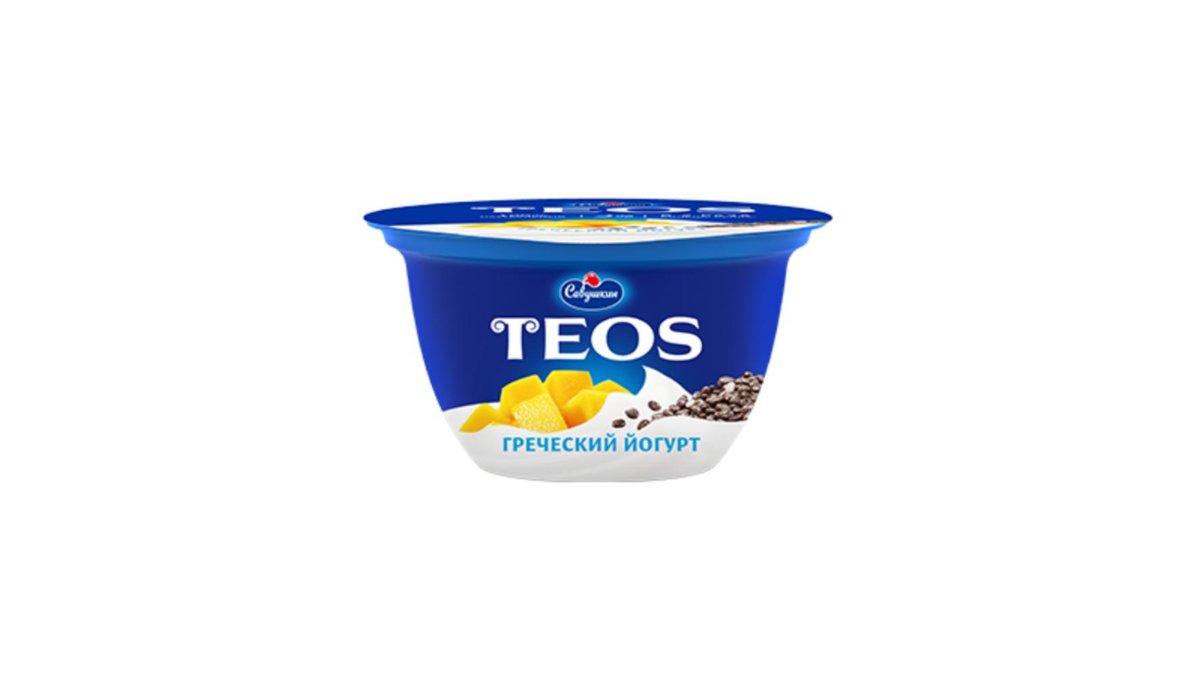 Йогурт греческий Teos манго-чиа 2% 140 г