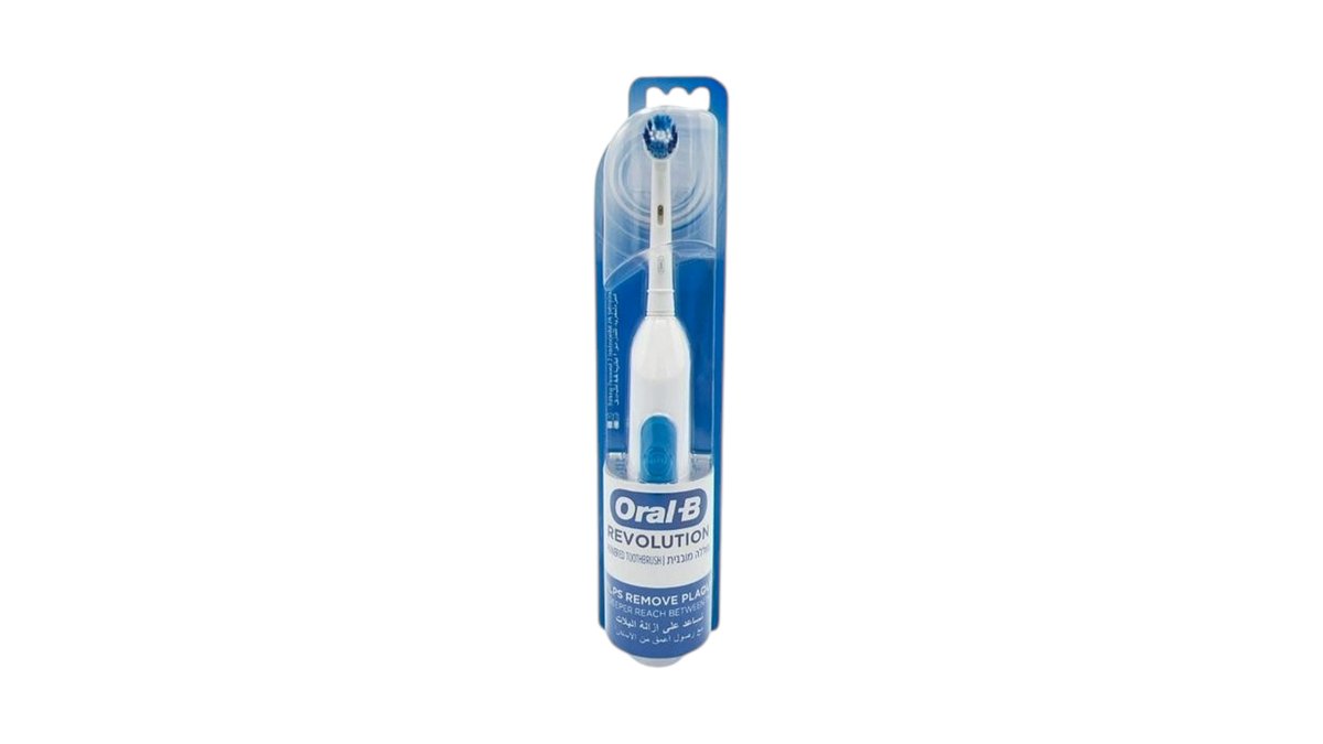 מברשת שיניים חשמלית Oral-B Revolution צבע לבן-כחול ז | מופעלת על סוללות לניקוי יסודי - טמבוריה בשפירא