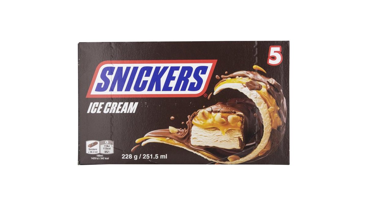 ❄️Isbar m. karamel, peanuts & chokoladeovertræk, Snickers