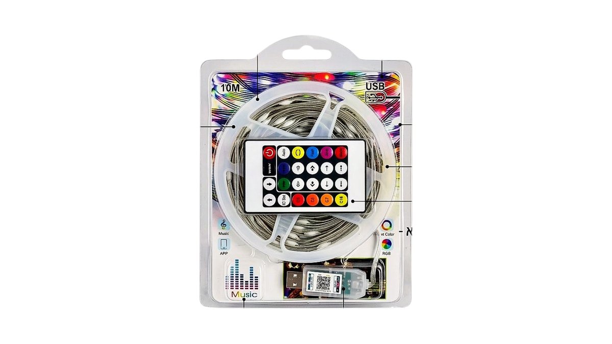 פס לד 10 מטר USB צבעוני RGB חכם - שליטה מהאפליקציה ומהשלט 🌈✨ | טמבוריה בשפירא