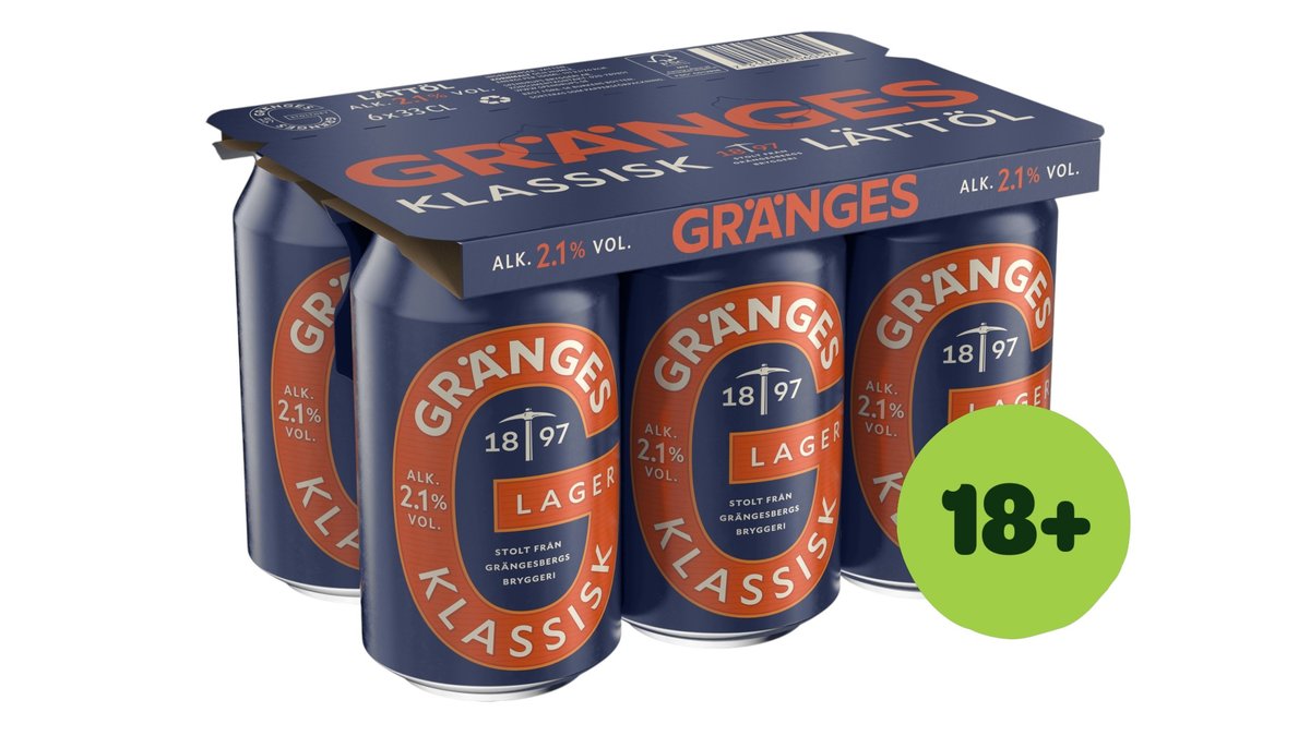 Grängesberg Lättöl 2.1%, 6x33 cl