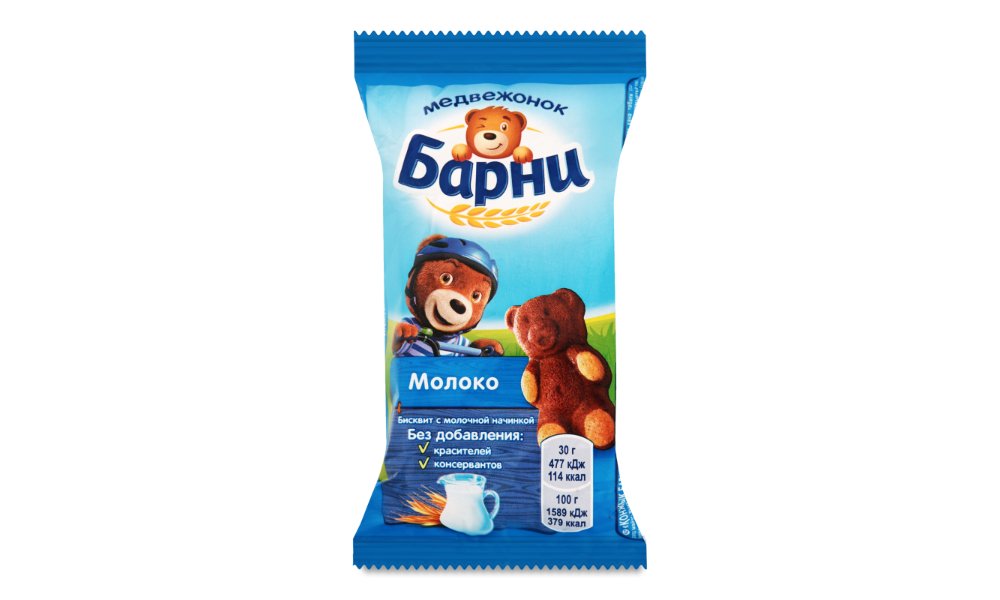 Бисквит Медвежонок Барни молочной начинкой 30 г