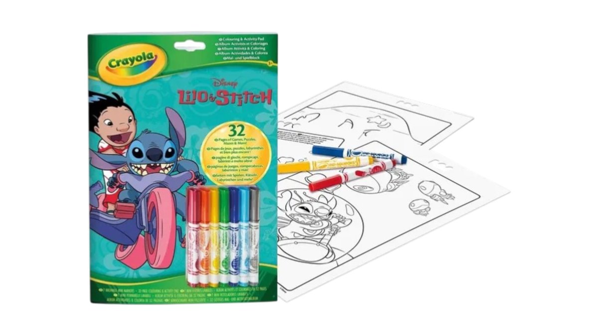 Male- & aktivitetsbog m. 7 tuscher Lilo & Stitch, Crayola 1 stk.