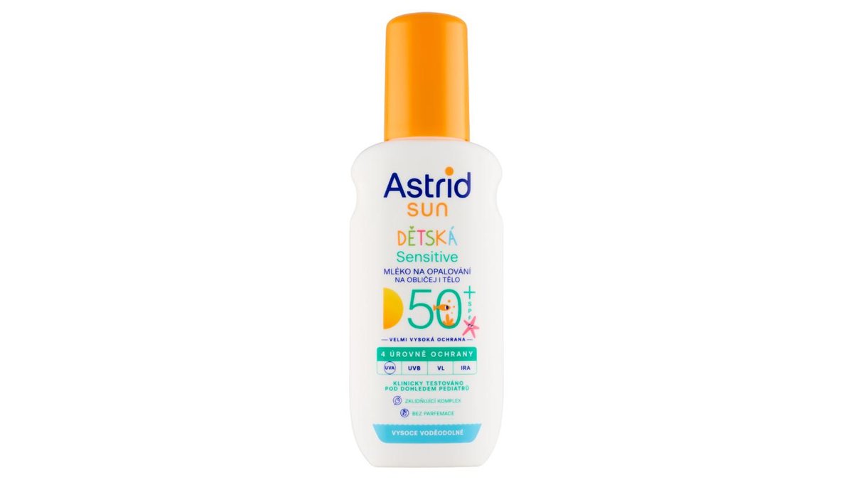Astrid Sun Sensitive dětské mléko na opalování ve spreji SPF 50+ 150ml