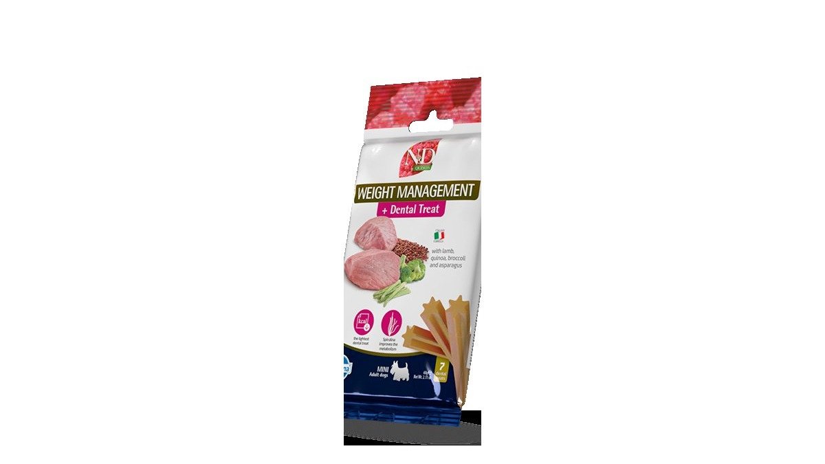 N&D FARMINA Weight Management + Dental Treat With Lamb Quinoa , Broccoli & Asparagus Mini Adult Dogs 60gr