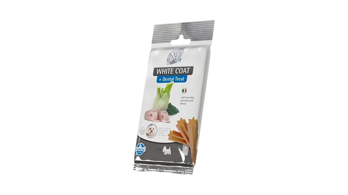 N&D FARMINA White Coat + Dental Treat With Sea Bass , Spirulina & Fennel Mini Adult Dogs 60gr