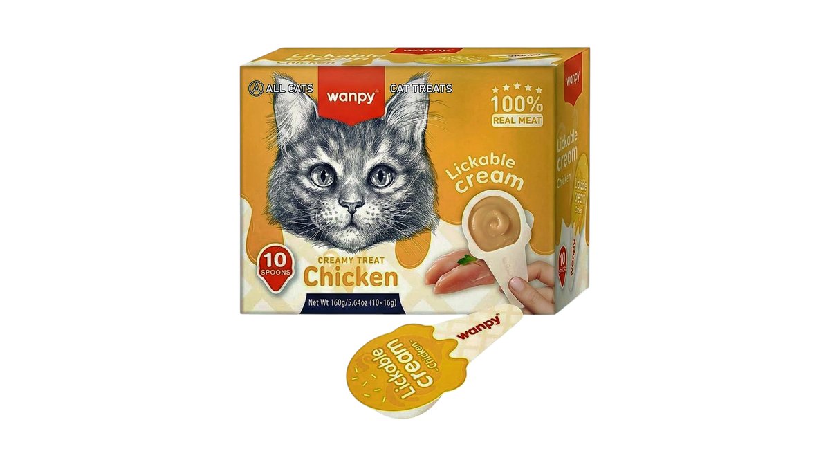WANPY Lickable Cream Spoon – Chicken For Cat – (16g x 10pcs/box)
