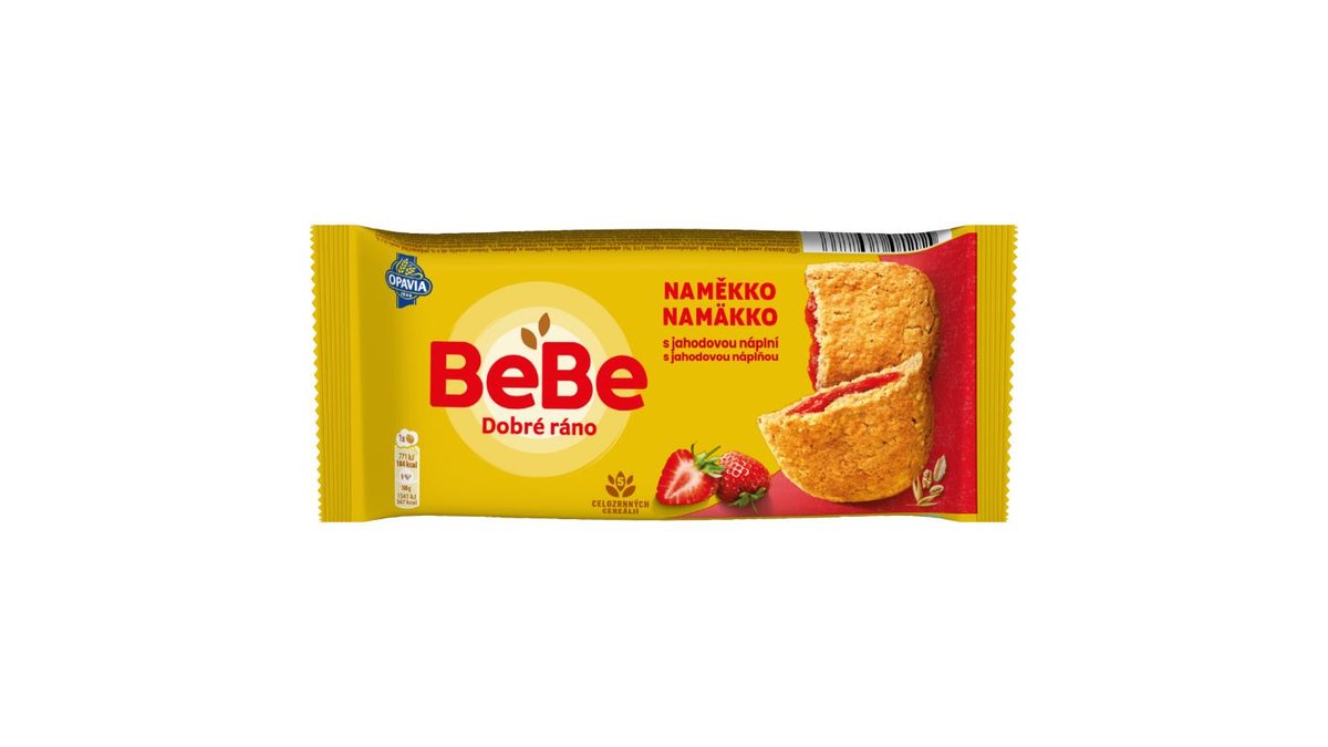Opavia BeBe Dobré ráno s jahodovou náplní sušenky s 5 celozrnnými cereáliemi balení 50 g