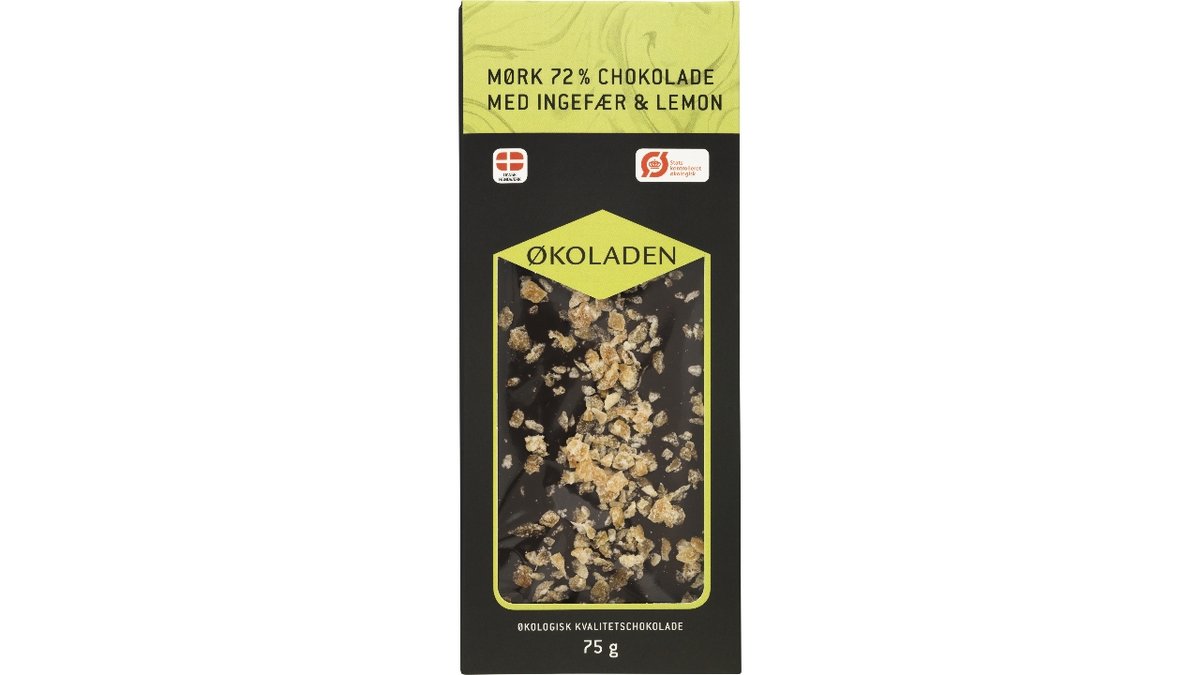 Mørk choko m ingefær/lemon øko 100 g