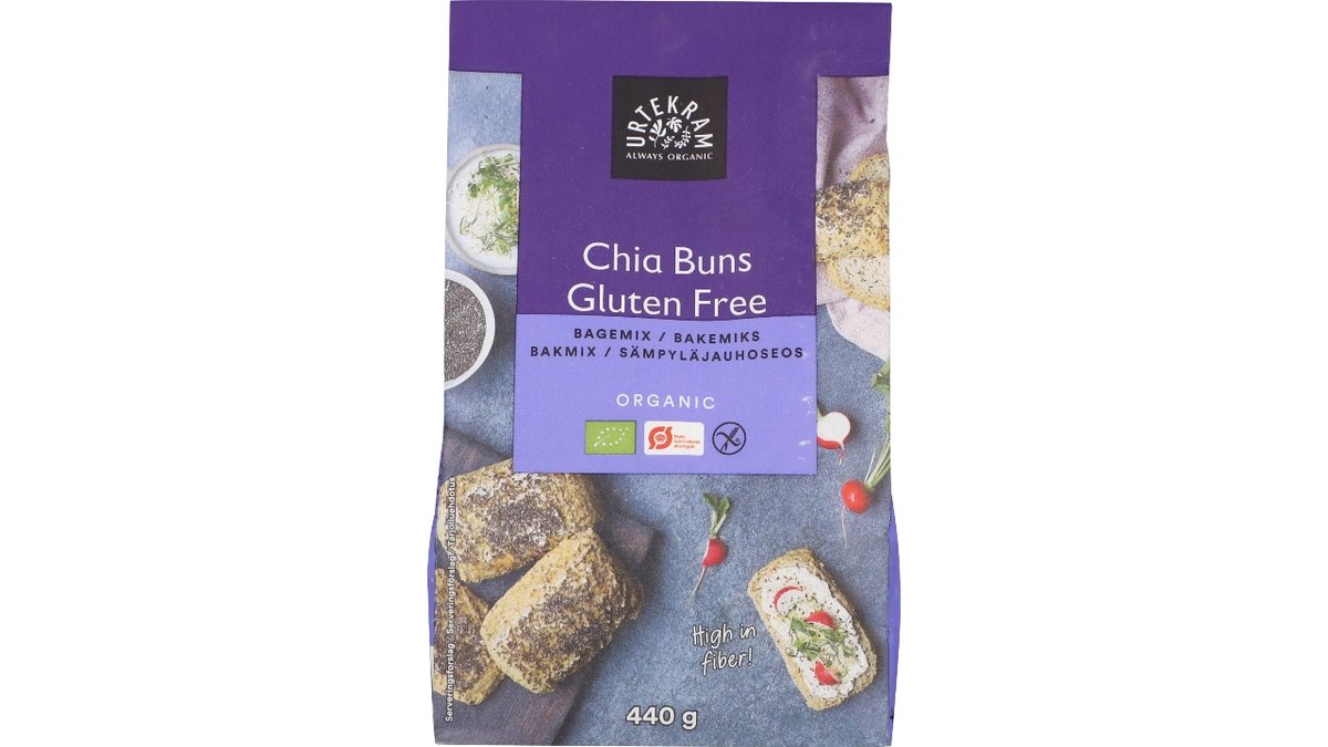 Urtekram Urt. boller m/chia glf øko 250 g