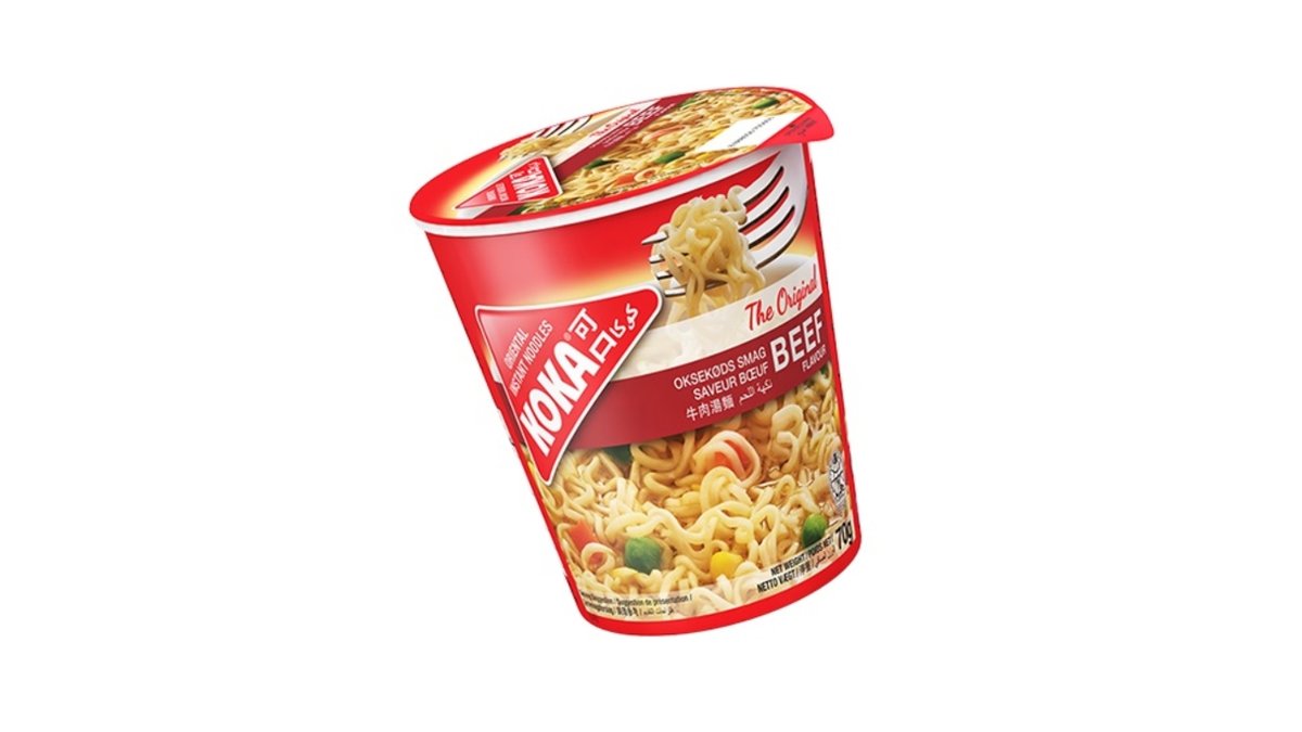 Koka nudler i kop med bøf 70 g