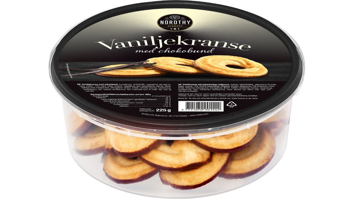 Nordthy vaniliekranse m choko 225 g