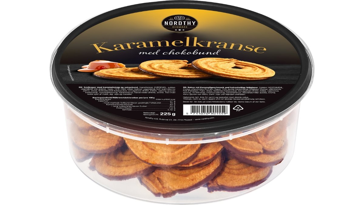 Nordthy karamelkranse m choko 225 g