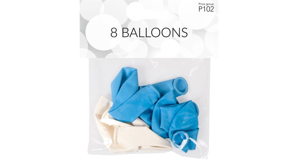 Balloner blå/hvid 8 stk 8 stk.