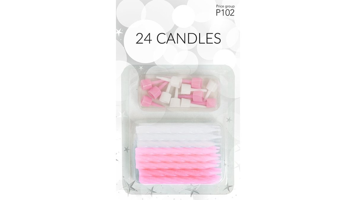 Kagelys Rosa/Hvid 24 Stk