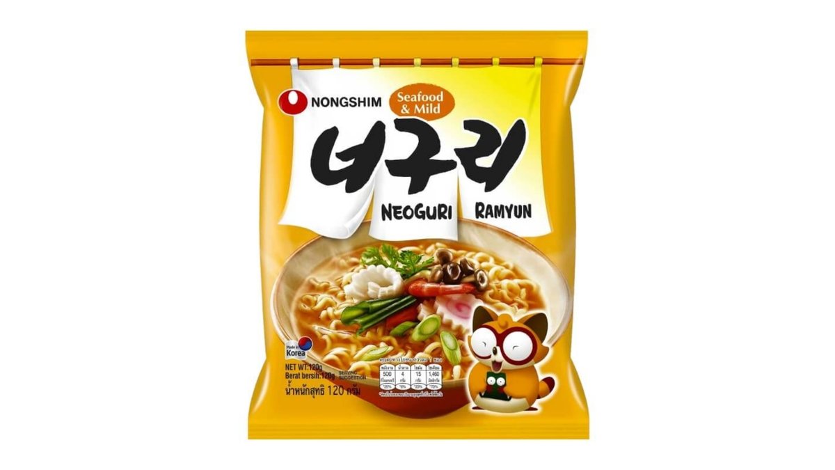 Krydrede instant nudler med seafood, Nongshim 125 g