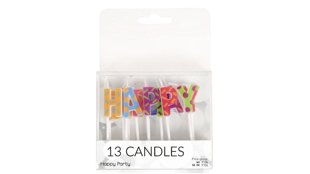 Kagelys Happy Birthday 13 Stk