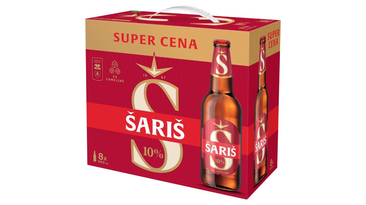 Šariš 10° pivo výčapné svetlé 8 x 0,5 l (4 l)
