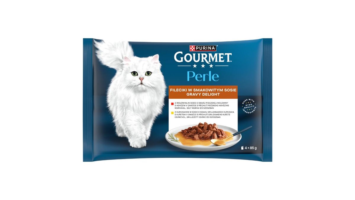 Gourmet Perle Karma dla dorosłych kotów fileciki w smakowitym sosie 4 x 85 g