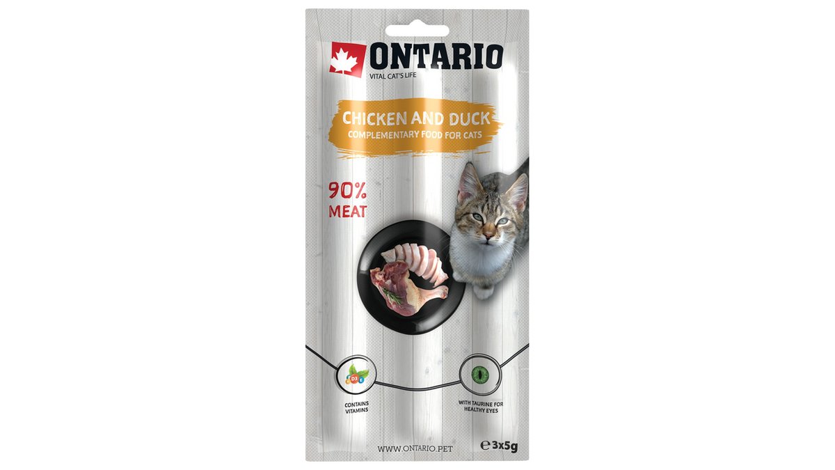 Ontario Pochoutka tyčinky kuřecí a kachní 3 x 5 g