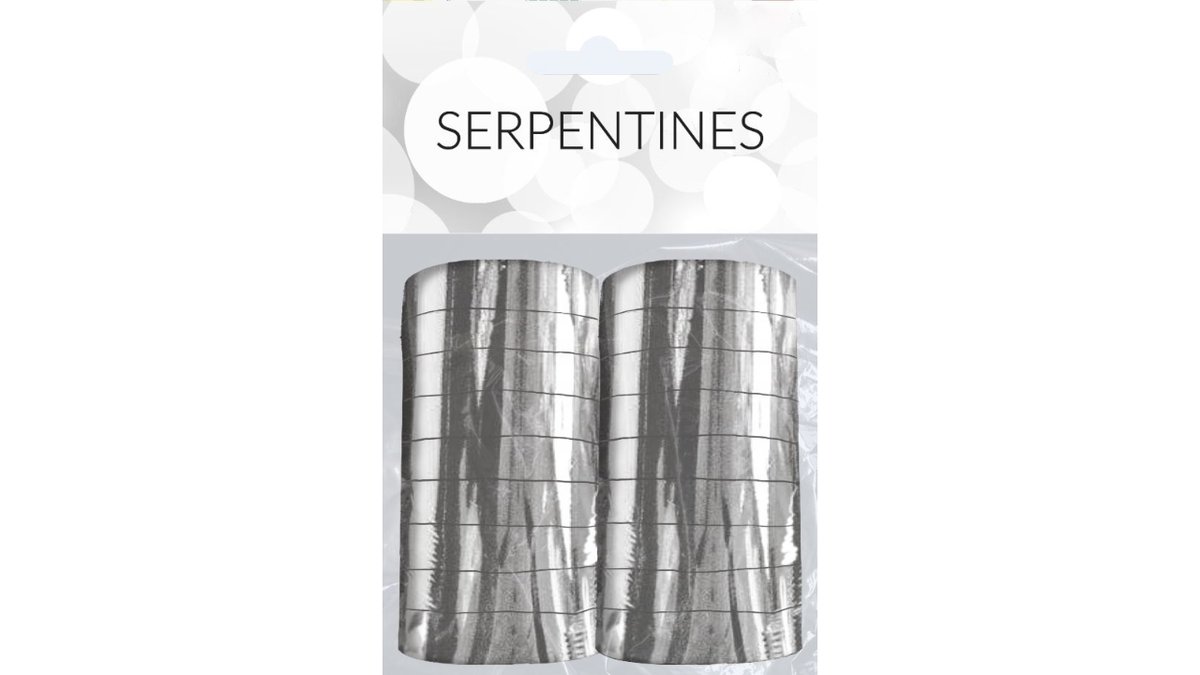 Serpentiner sølv 2 rl 2 stk.