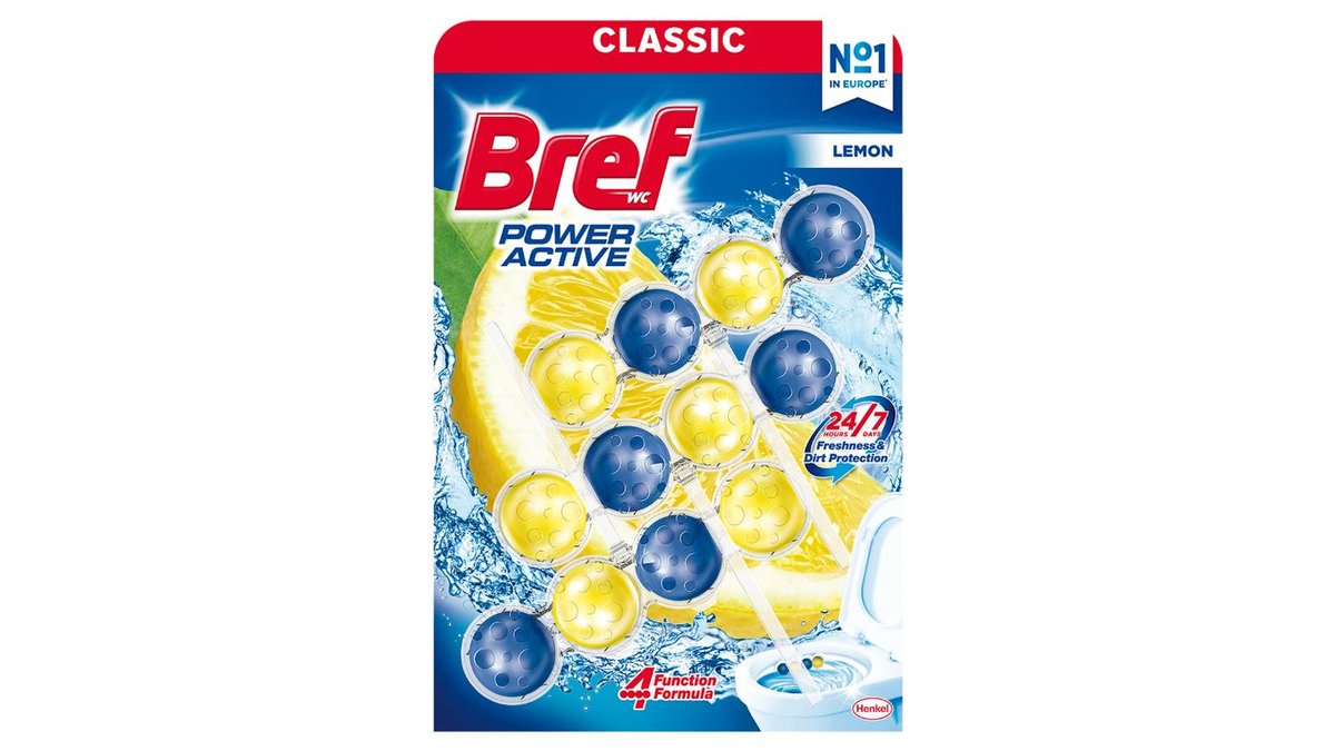 Bref Power Active Lemon tuhý WC blok 3 x 50g