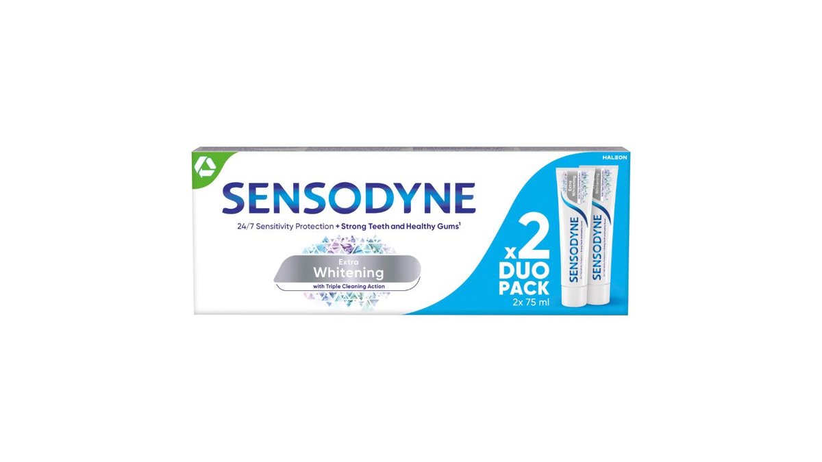 Sensodyne Extra Whitening zubní pasta s fluoridem 2 x 75ml
