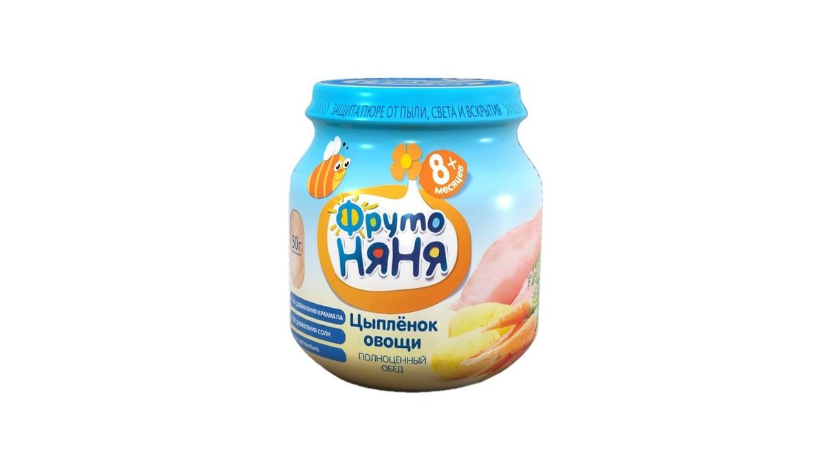 Пюре ФрутоНяня цыпленок-овощи с 8 месяцев 100 г